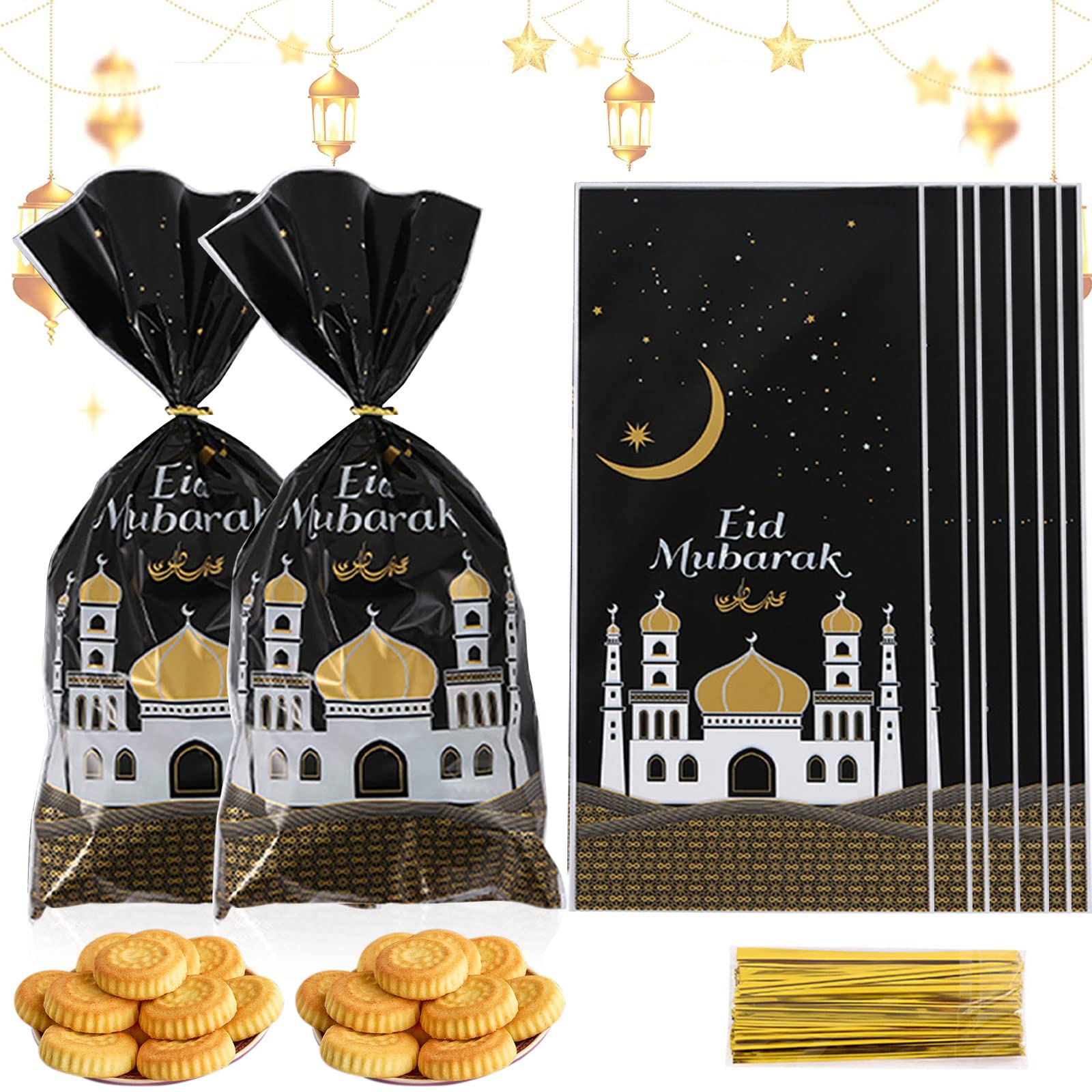4 Sacchetti Regalo Eid Mubarak Riutilizzabili - Non Tessuti, Con Manici, 23x22x11cm, Per Feste Ramadan - 5