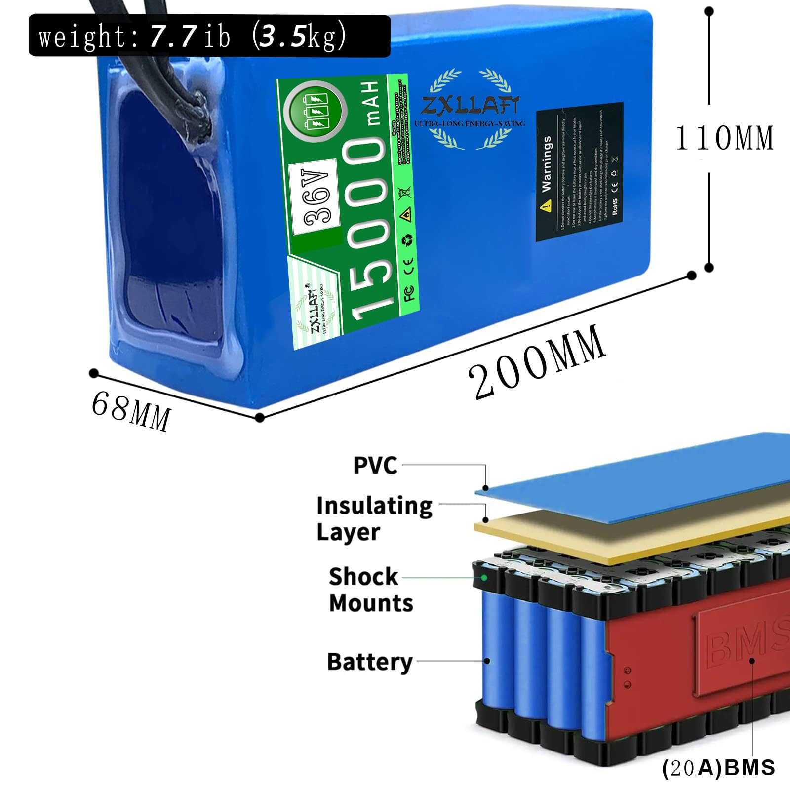 Batería Iones Litio 36 V, 20 Ah, 15 Ah, batería Litio 36 V, batería de Repuesto, 36 V Paquete batería Iones Litio con Cargador y BMS para Motores de 250 W a 750 W,36v15ah t Plug