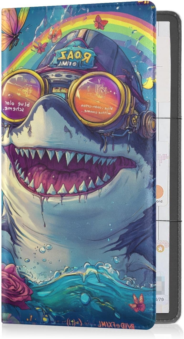 Funny Glasses Shark Car Registration and Insurance Holder Vehicle Glove Box Organizer Car Accessories Wallet Case for Women Men 202c0446