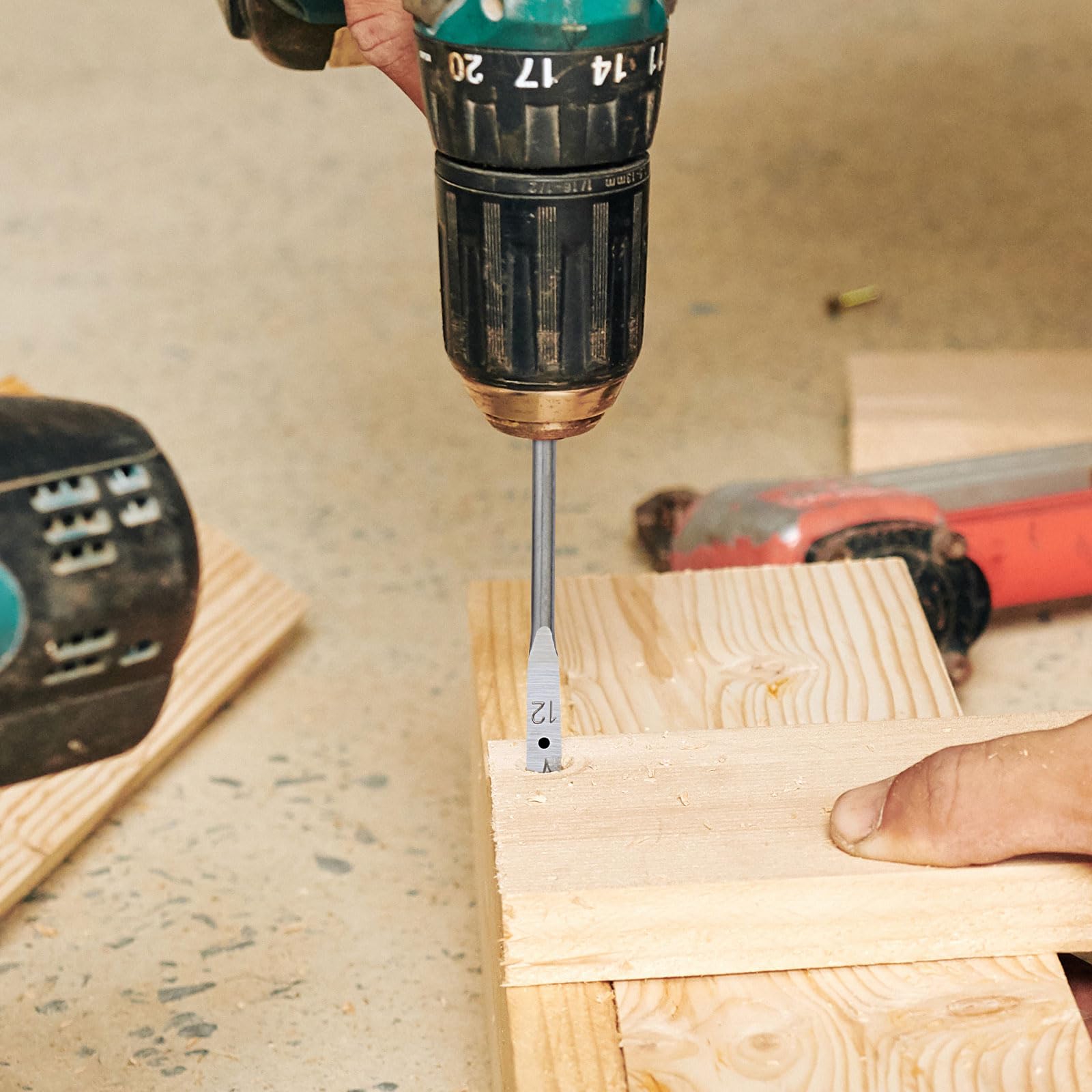Gunpla Set di 6 Punte per Trapano Piatte per Legno 10-25mm, Attacco Esagonale di 1/4", Punte Piatte a Paletta, Taglierina per Fori, per la Lavorazione del Legno
