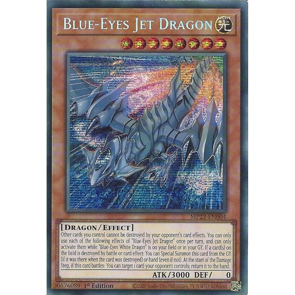 MP23-EN004 Blue-Eyes Jet Dragon : Prismatic Secret Rare Card : 1st Edition : Legendary Monster : Kaiba's Blue-Eyes White Dragon Deck Building Card