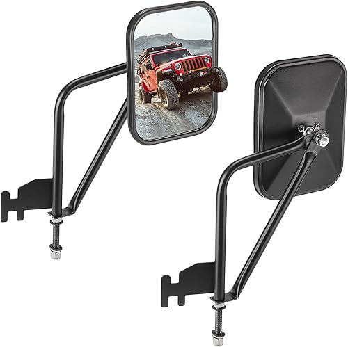 Miniatura 7 de Espejos para puertas compatibles con Wrangler, QMPARTS no vibran ni tambalean, espejo lateral de liberación rápida sin puerta fácil de instalar para