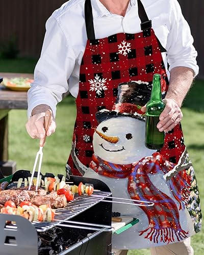 Miniatura 5 de Delantales de Navidad con bolsillos, impermeable, delantal ajustable para hombres y mujeres, árbol de Navidad, muñeco de nieve, invierno, copo de