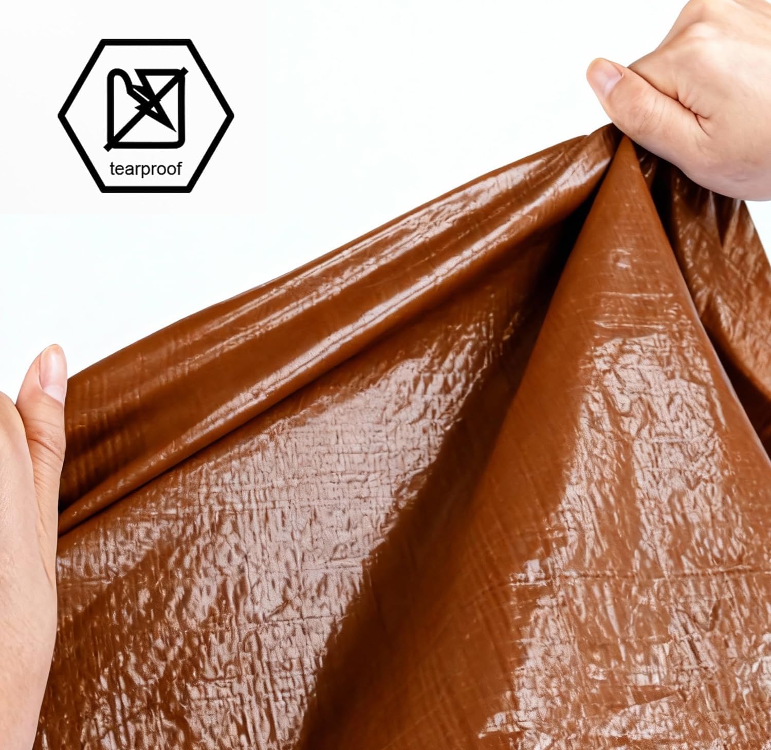 Heavy Duty Waterproof Poly Tarp, Brown, 50x100 Feet, 10mil Thick Polyethylene, for Outdoor Camping Storage Tent Boat Bikes Vehicles