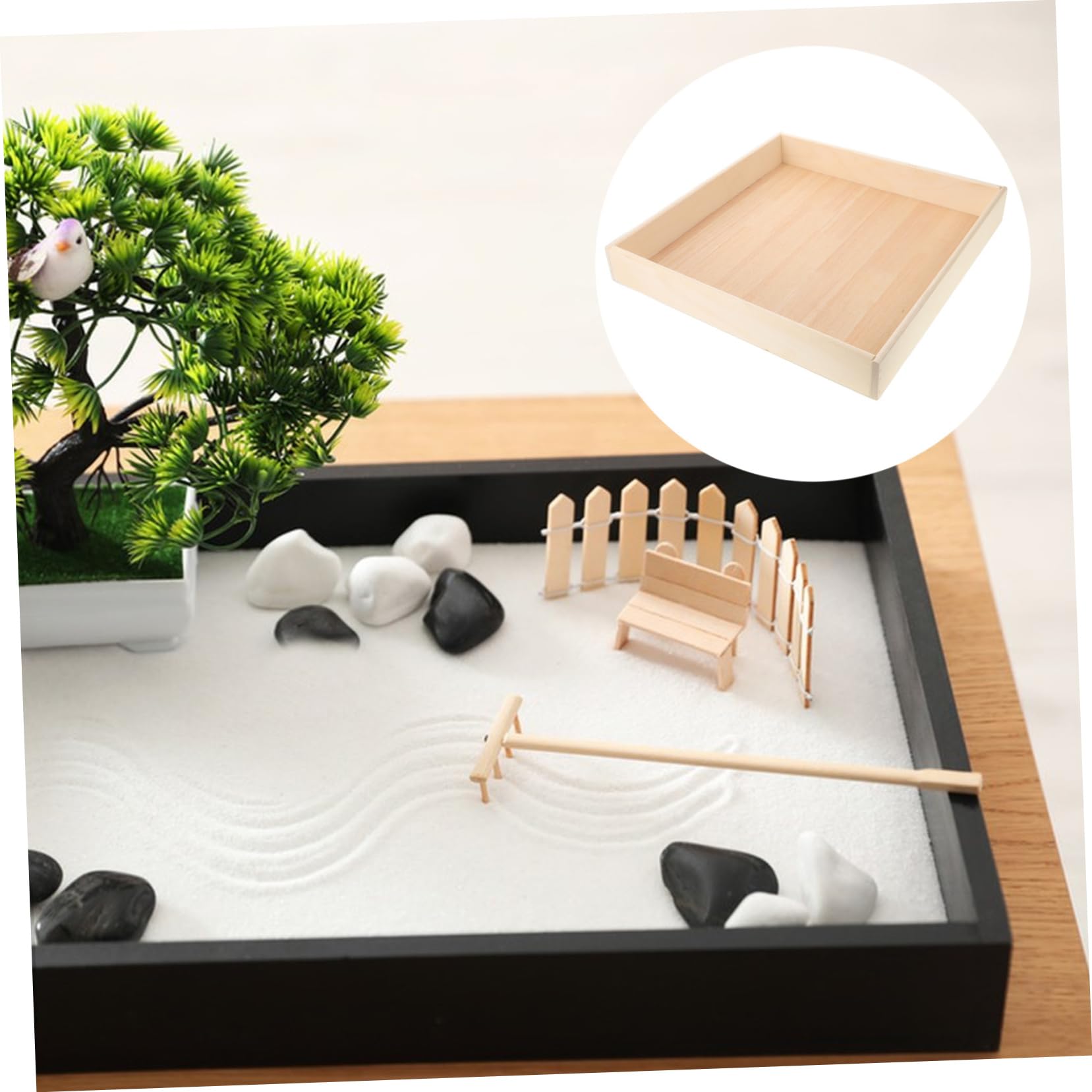 Bandeja de Arena Portátil de Madera Beige para Niños