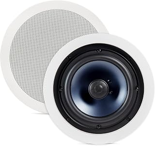 Polk Audio RC60i 6.5" In-Ceiling Speakers Pair - Moisture-Resistant Round Speakers for Kitchen, Bath, Home Theater, Paintable White Grille