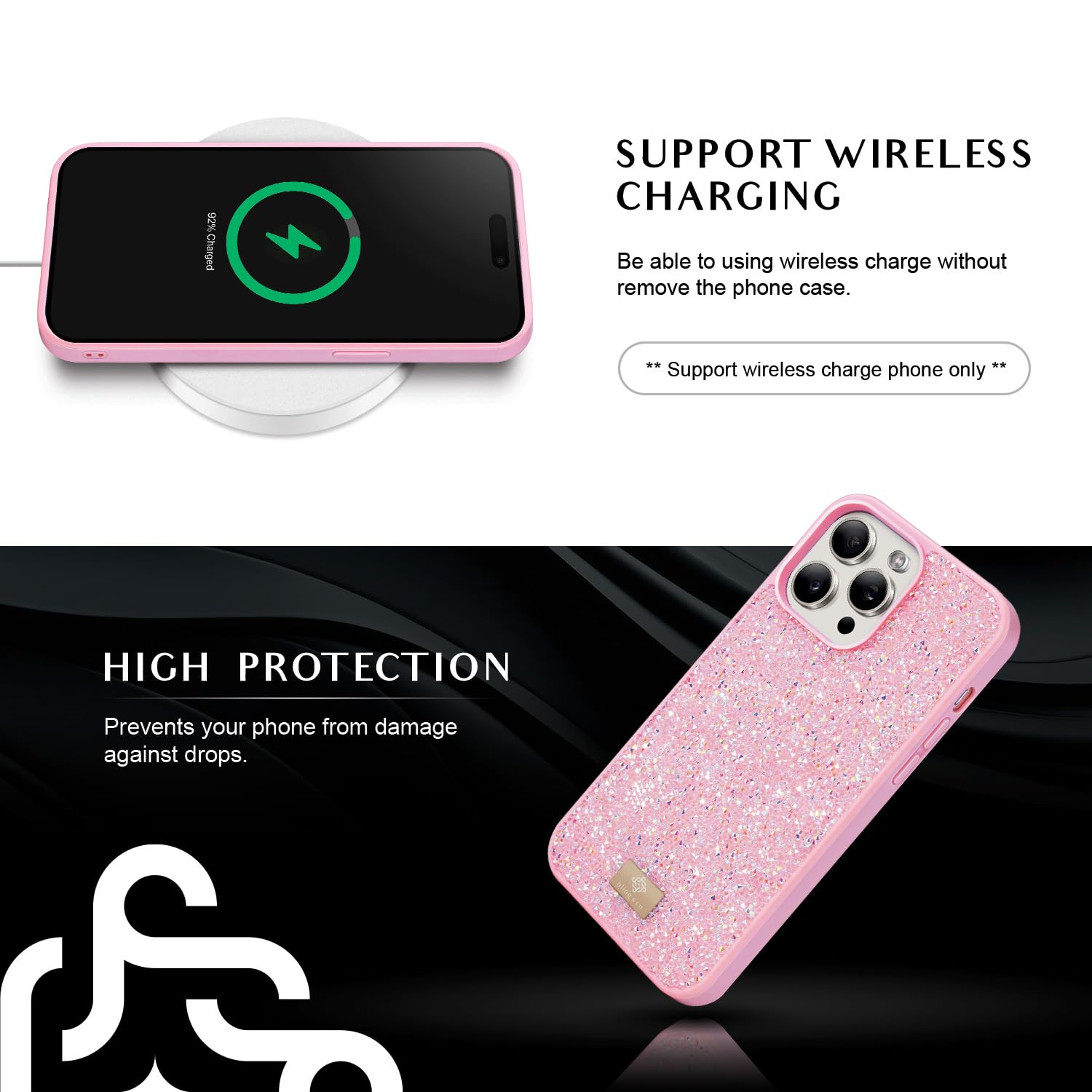 BEZ Glitzer Handyhülle Für IPhone 14 Pro Max | Diamant-Bling Hülle In Flamingo Rosa, Funkeln & Schützen