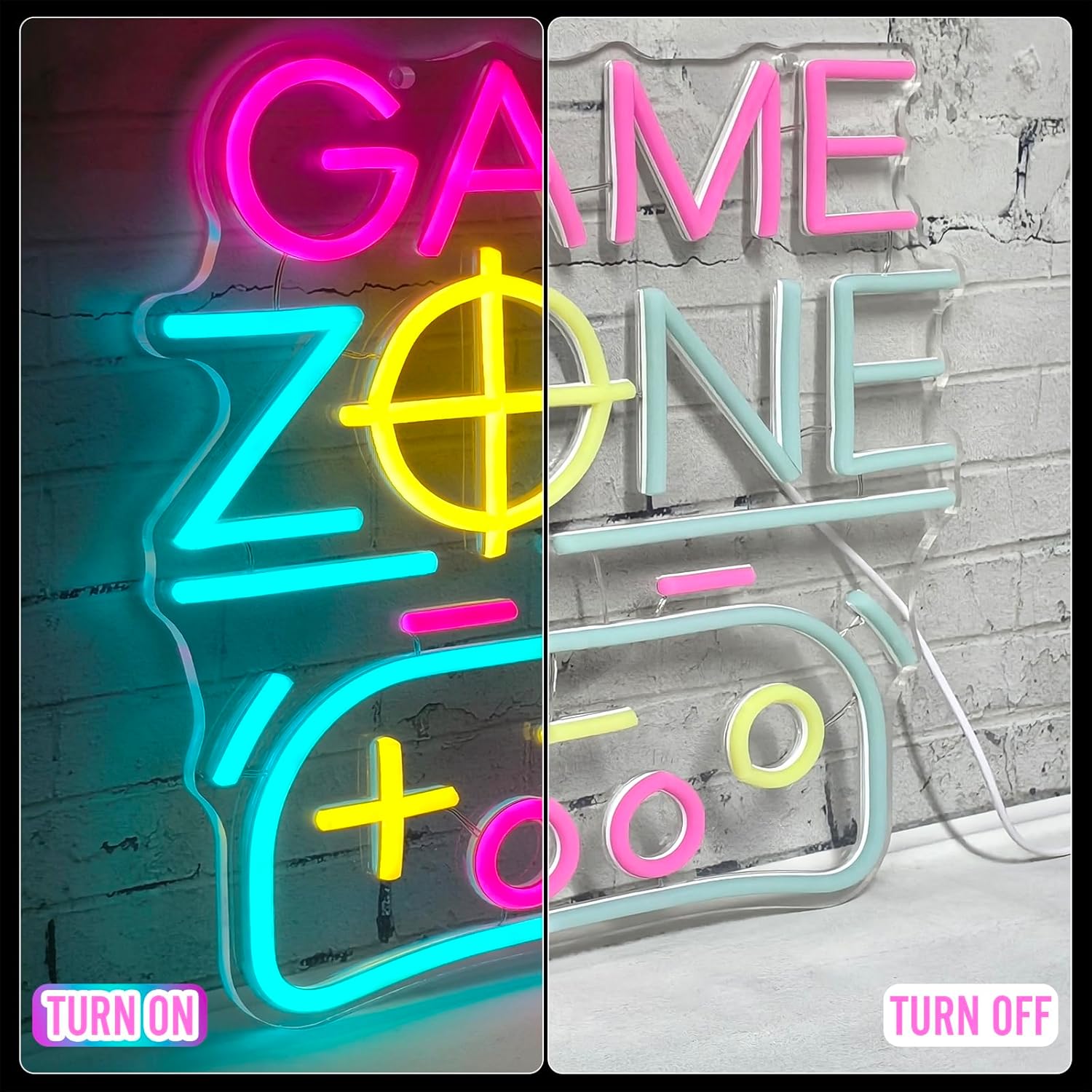 Gamer Neon Sign for Wall Decor, Gaming Neon Sign with Dimmer, Game Room Decor for Boys, GAME ZONE Led Light for Man Cave, Gift for Boys Kids Gamer Teens,Gamdpad Decoration USB Powered with Switch - Image 7