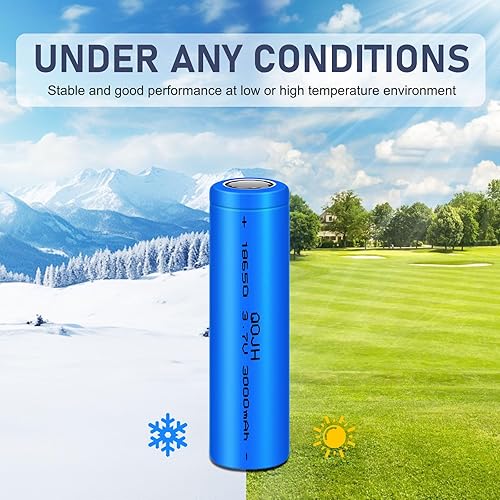 Miniatura 7 de Paquete de 2 baterías recargables 18650 de 3.7 voltios, 3000 mAh, 0.709 x 2.559 in, batería de litio plana para linterna, faro