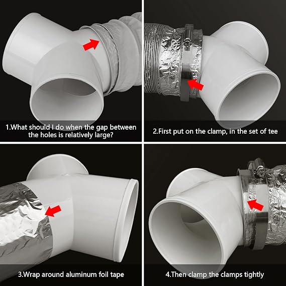 CABAX 3-Way Y Shape Plastic Duct Connector Splitter for Exhaust ABS Duct Connector Fan Dryer Vent Hose Adapter Splitter Fit for 4 Inch Hose