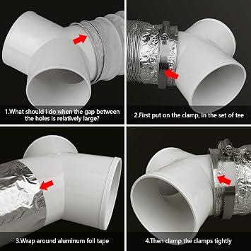 CABAX 3-Way Y Shape Plastic Duct Connector Splitter for Exhaust ABS Duct Connector Fan Dryer Vent Hose Adapter Splitter Fit for 4 Inch Hose