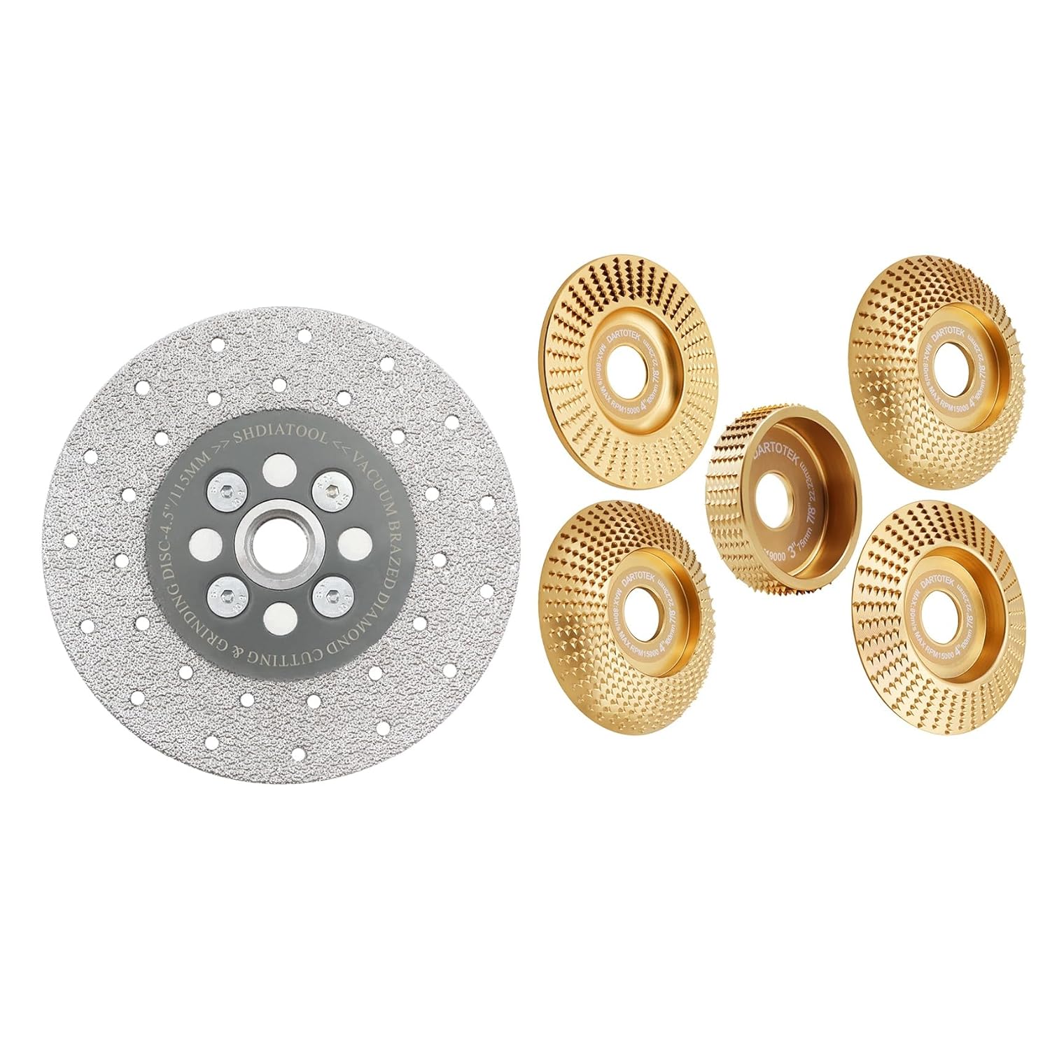 SHDIATOOL 4-1/2 Inch Diamond Cutting Grinding Disc Fits 5/8-11 Arbor for Marble Ceramic Double Sided Vacuum Brazed Fast Cutting Shaping Grinding Wheel