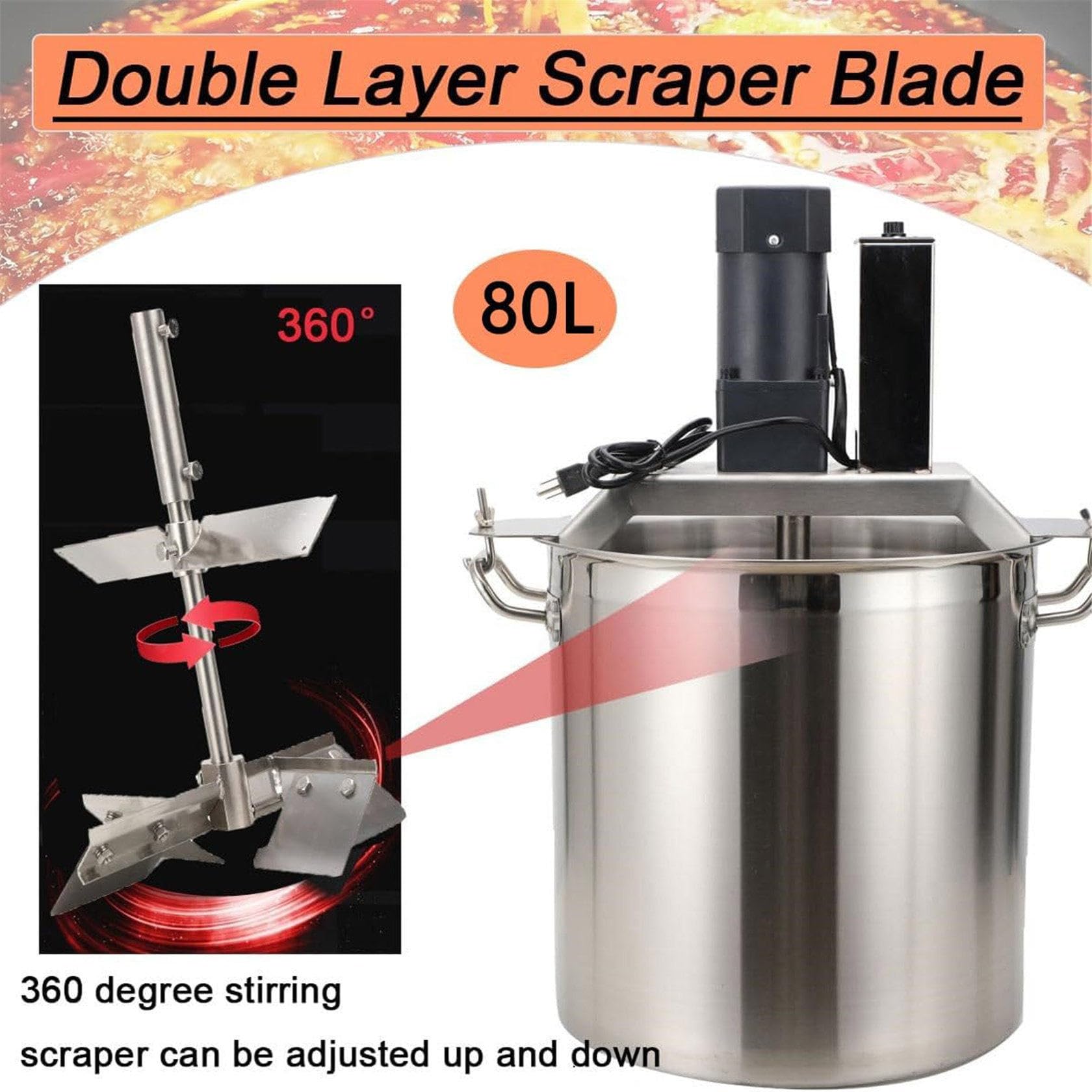 Batidora de mermelada y batidora de alimentos automática comercial, 40 L/80 L, de acero inoxidable, para sartén caliente, para hacer relleno de salsa de mermelada