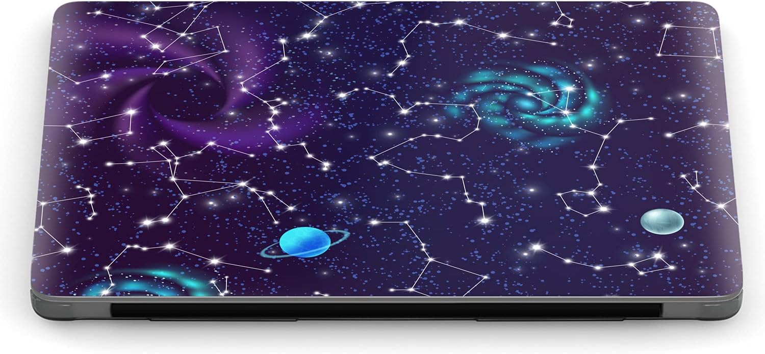 Mertak Hard Case Compatible with MacBook Pro 16 14 Air 15 13 inch M3 M2 M1 Mac 2024 2023 2022 2018 Touch Bar Space Cover Milky Way Protective Print Laptop Plastic Stars Swirl Shiny Constellations