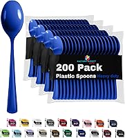 Vista 14 de Party Solids Cucharas de plástico naranja, 200 piezas, cucharas naranjas, utensilios desechables, juego de cubiertos de plástico resistente