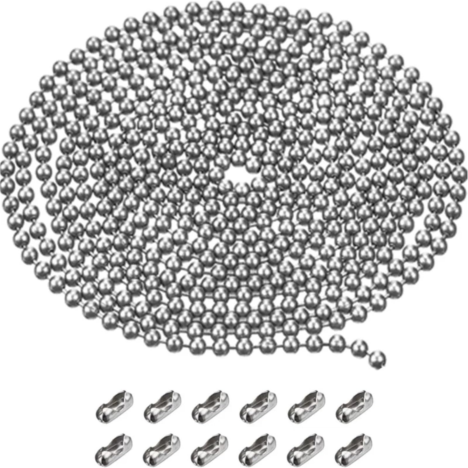 Łańcuszki kulkowe, Łańcuch kulkowy ze stali nierdzewnej o długości 20 metrów z 200 sztukami pasujących złączy(2.4mm ball chain)