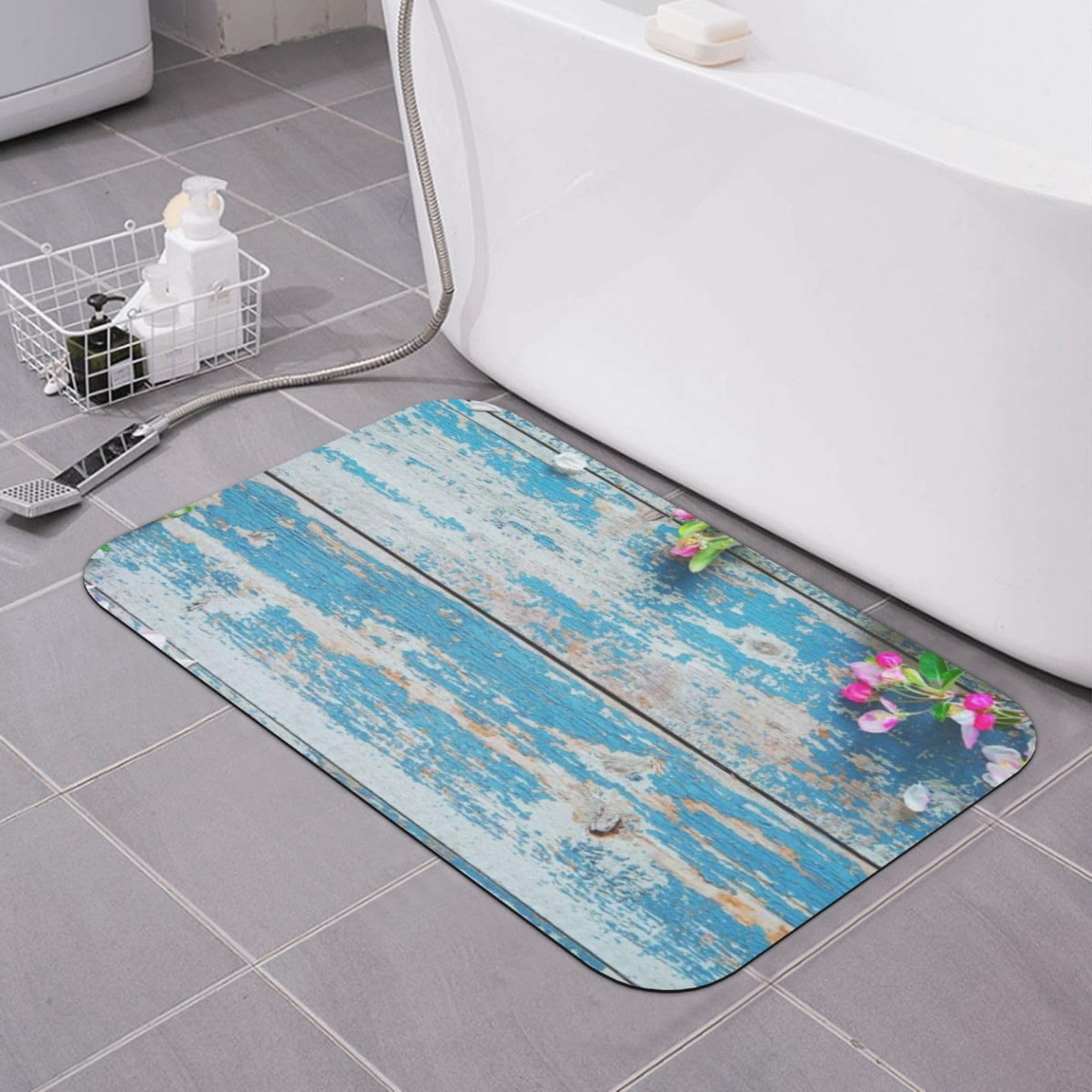 Tapis de bain en terre de diatomée haute qualité style floral