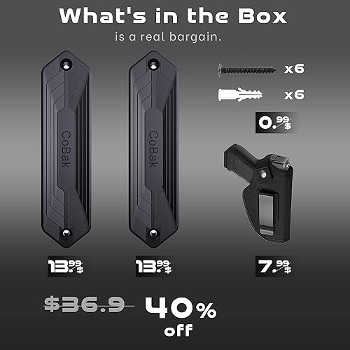 Miniatura 6 de CoBak Soporte magnético para pistola  Soporte para pistola con revestimiento de silicona, 45 libras, accesorio táctico para armas de fuego, soporte