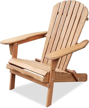 northbeam Wooden Folding Adirondack Chair Pre-Assembled Weather-Resistant Outdoor Chair for Patio, Lawn & Backyard, Wide Armrests, Back Rest & Seat Panel Assembled, Natural Cedar Pre-Assembled