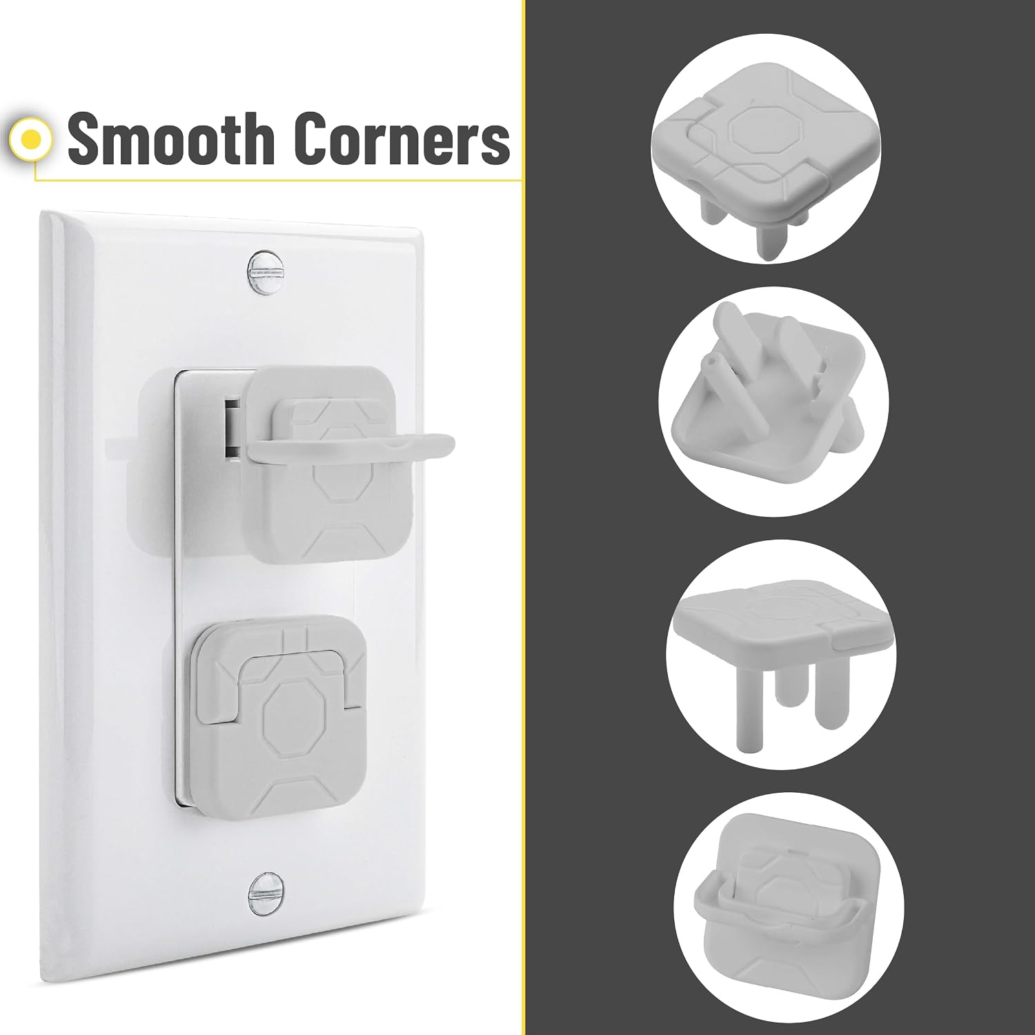 Bates- Electrical Outlet Covers Baby Proofing, 10 Pack, Gray, ABS Plastic, 3-Prong Safety Plug Covers with Hidden U-Ring Design, Childproof Electrical Outlet Protectors for Home & Office image 5