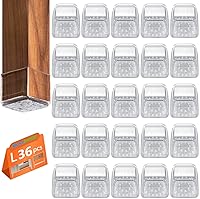 Vista 37 de BAIPOK 36 piezas de protectores cuadrados para patas de silla, protectores de patas de silla de silicona para suelos de madera dura, almohadillas