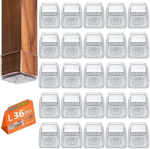 Miniatura 37 de 16 protectores cuadrados para patas de silla, almohadillas de fieltro, protectores de patas de silla para suelos de madera dura, fundas de silicona