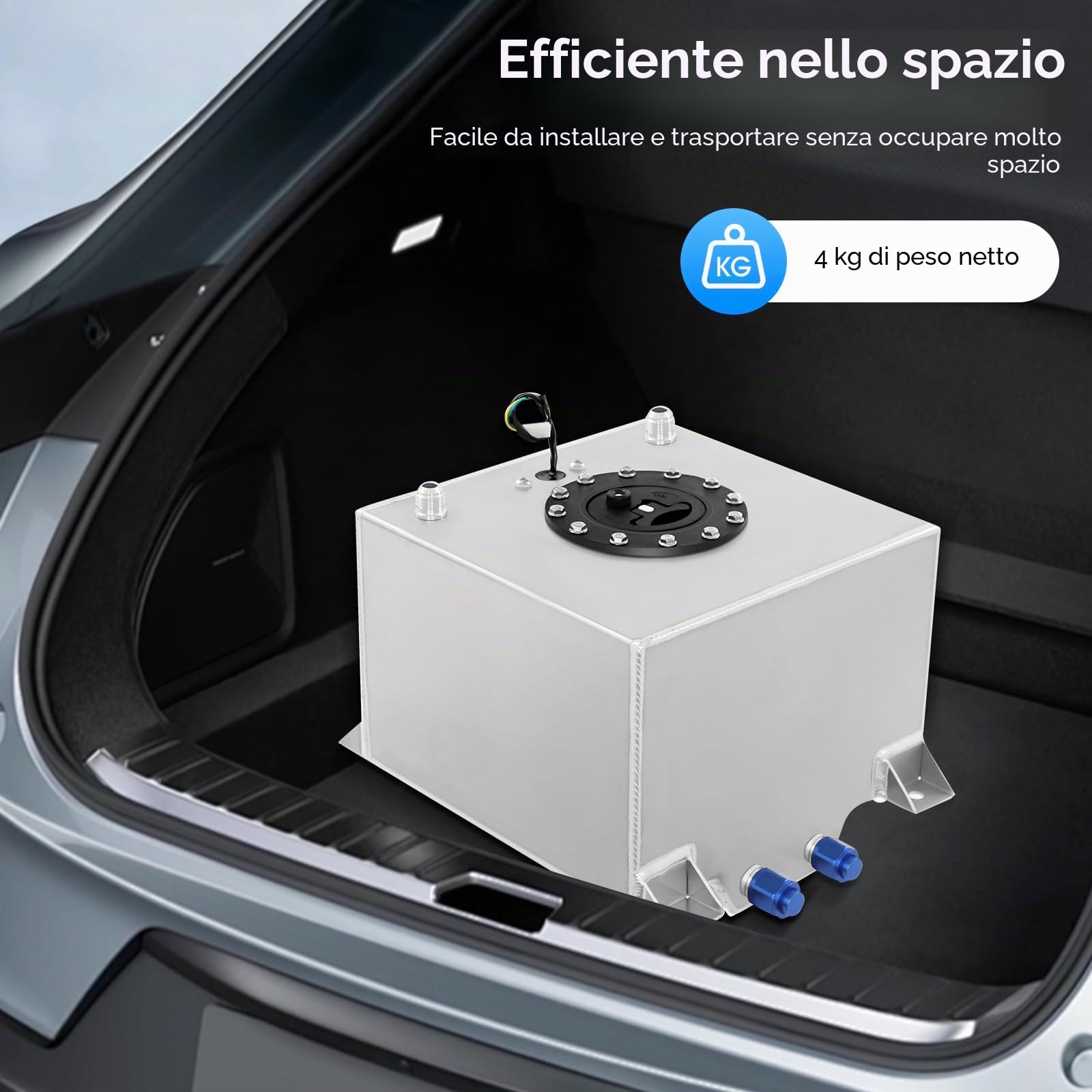 20 litri Serbatoio carburante in alluminio, serbatoio da corsa con sensore di livello dell'olio Serbatoio benzina ad alta capacità, serbatoio di carburante da 5 galloni, per camion, veicoli