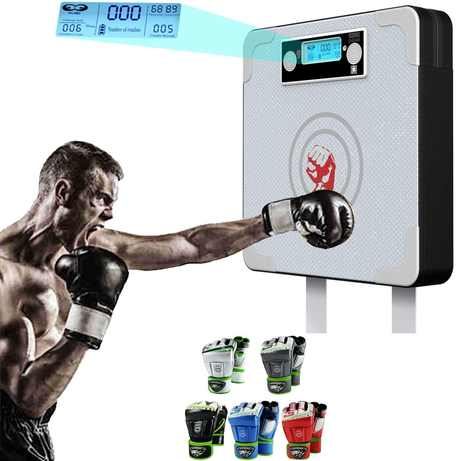 Boxing Punch Force Tester Wall Striking Hitting Target with LCD Display - Boxing Reaction Target Training Equipment - Punching Bag Mat for Boxing
