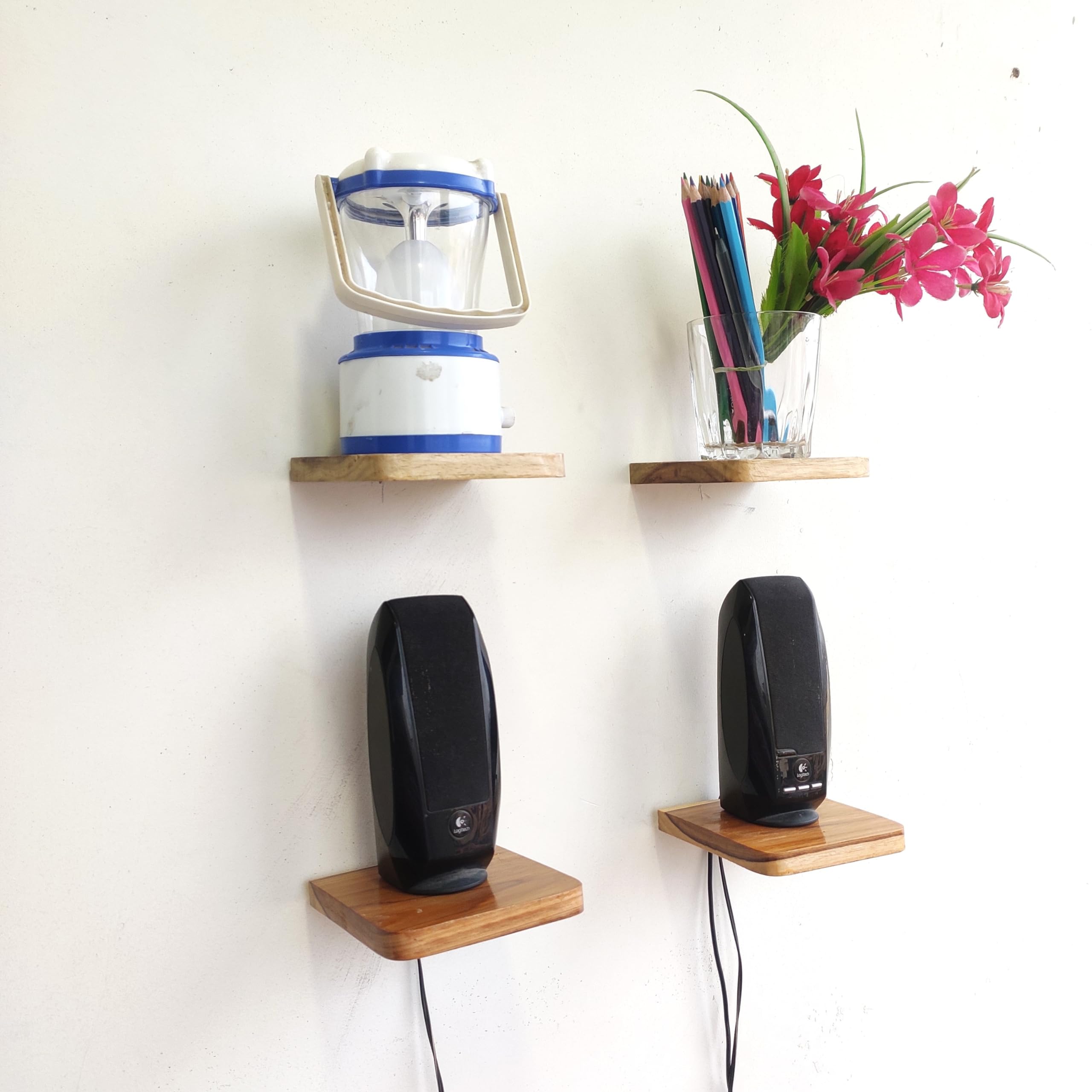 HOZCRFAT Wooden Floating Shelves Square Wood Shelf, Small Wall Decor Shelf, Wall Plant Holder, Speaker Shelf, Showcase (4" x 4" - Pack of 4) (B0CRQ9DKMV) Amazon Price History, Amazon Price Tracker
