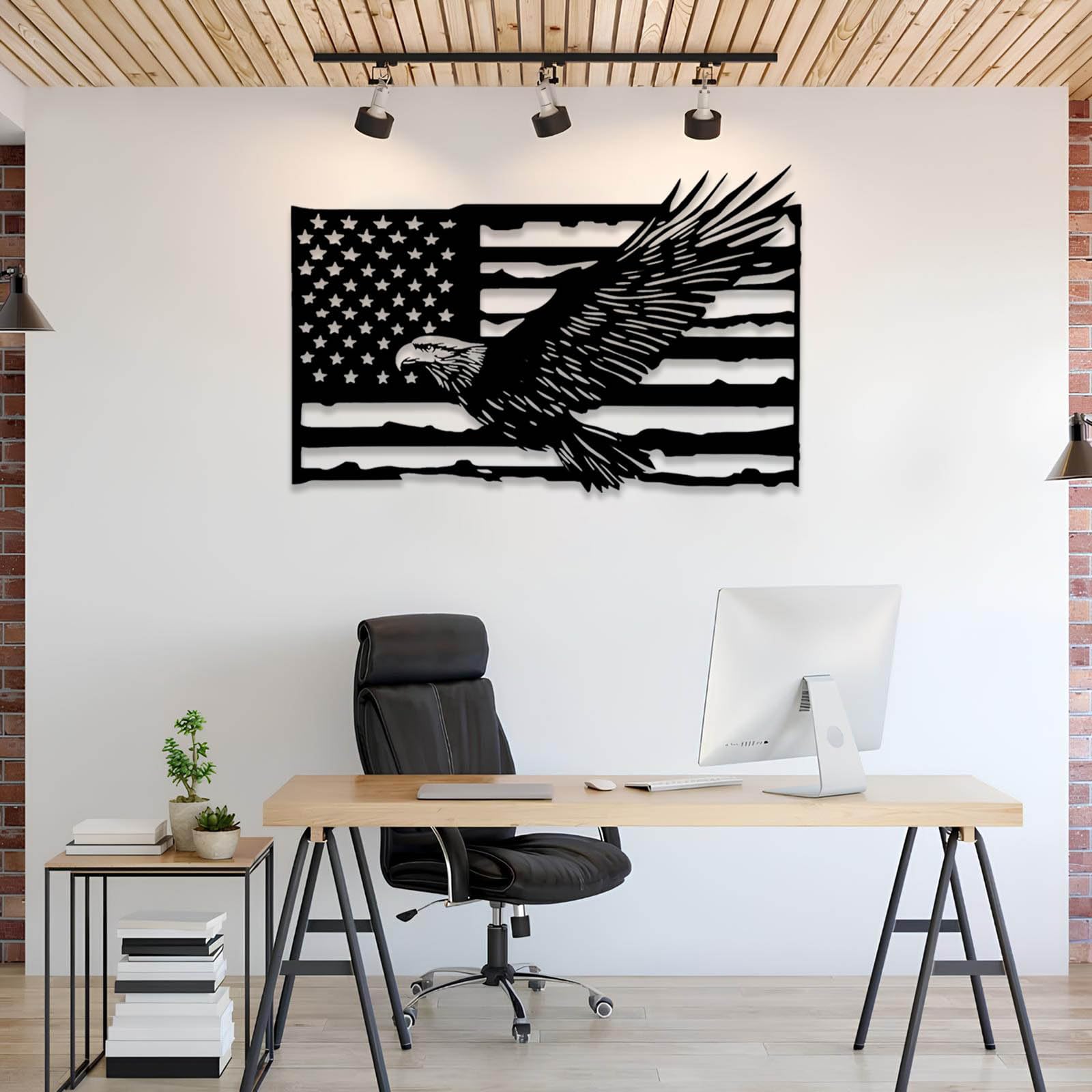 Veplsur American Eagle Metal Wall Art, American Flag Wall Decor, Us Large Metal Eagle Wall Sign, Patriotic Wall Art, Metal Flag Hanging, Patriotic