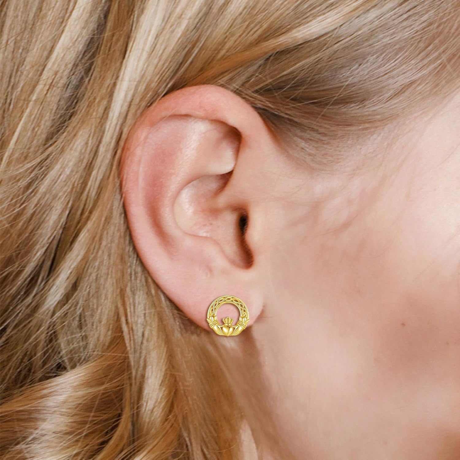 INFUSEU Irish Gifts Celtic Knot Shamrock Claddagh Earrings for Women Girls Sterling Silver Jewelry - Image 8