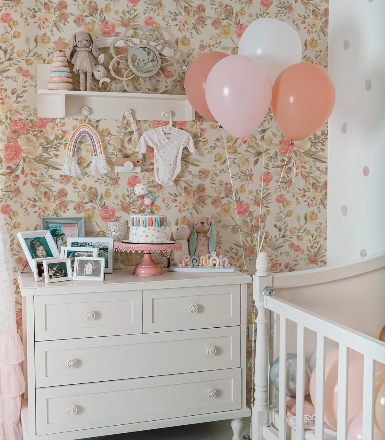 Vintage Floral Wallpaper Peel and Stick Pink Floral wallcovering Self-Adhesive Wallpaper for Cabinets and Drawers Bathroom Wallpapers (Pink Rose, 118" X 17.4")