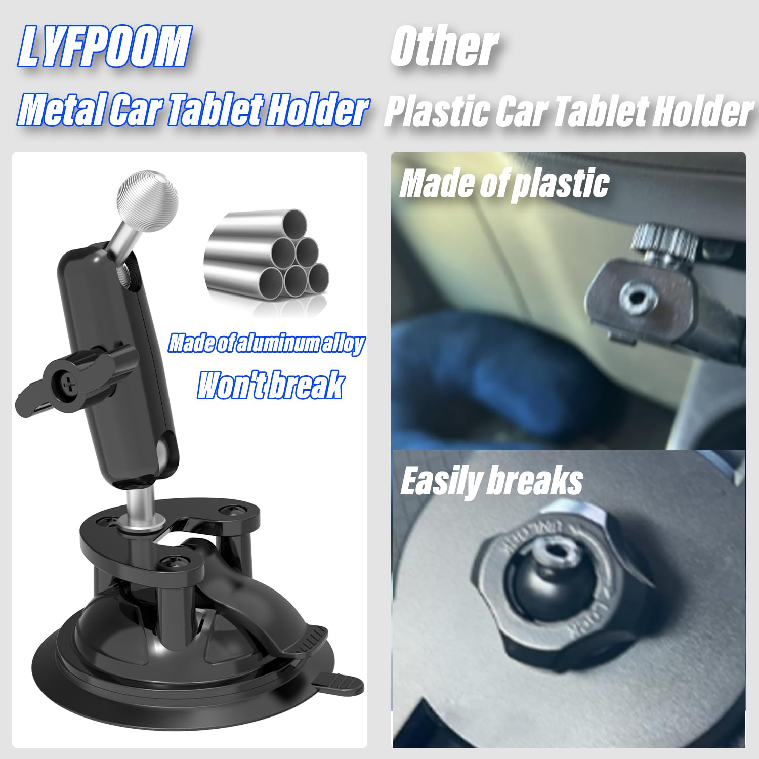 Extra Starker Saugnapf Traktor Tablet/Handy Halterung | Wackelfreier Halt, 7cm Stoßfester Metallarm, Passt Für Auto, LKW, iPad Pro, iPhone, 4-12.9" Geräte