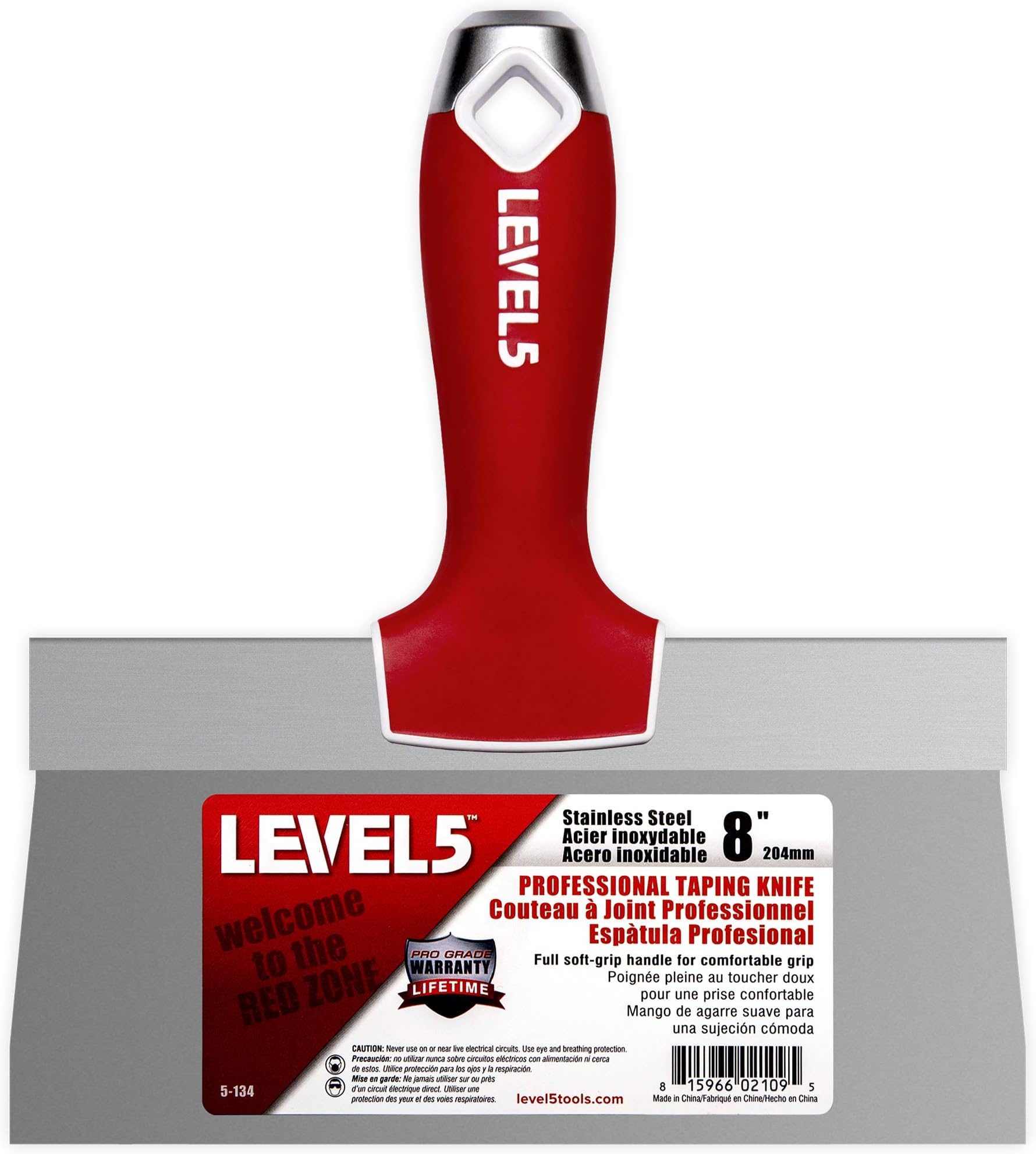 8" Soft-Grip Stainless Steel Taping Knife - LEVEL5 | Pro-Grade | Metal Hammer End | 5-134