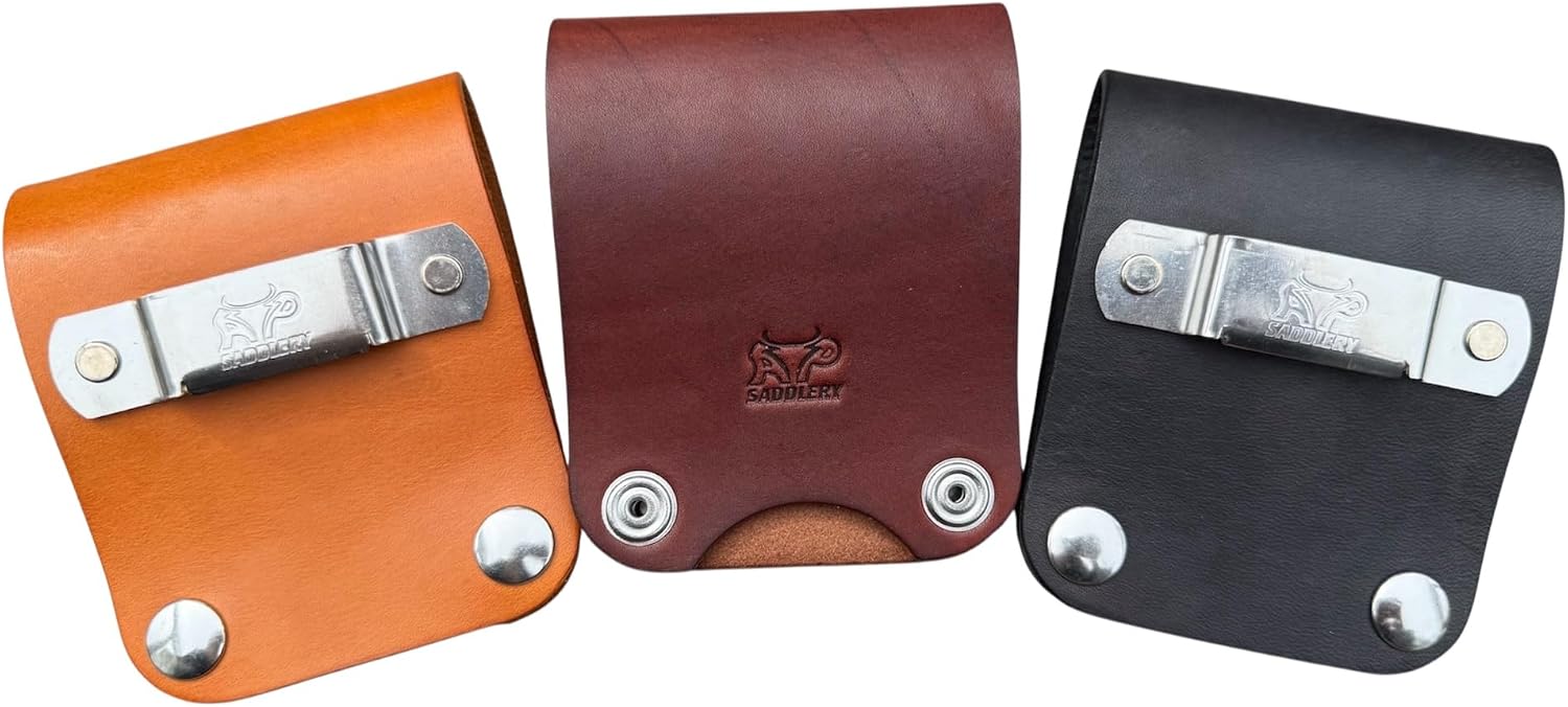 Low-Pro Leather Tape Measure Holder (3" Saddle Tan w/Snaps)