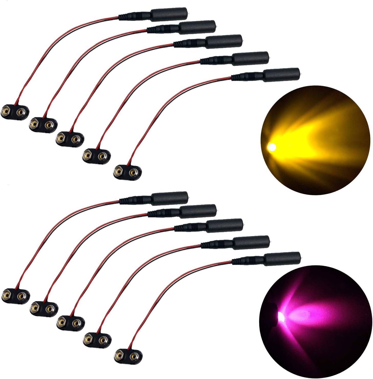 5 Amber and 5 Purple Micro Effects Lights for Theatrical Prop Costumes 9 Volt Led Spotlight Christmas Decor