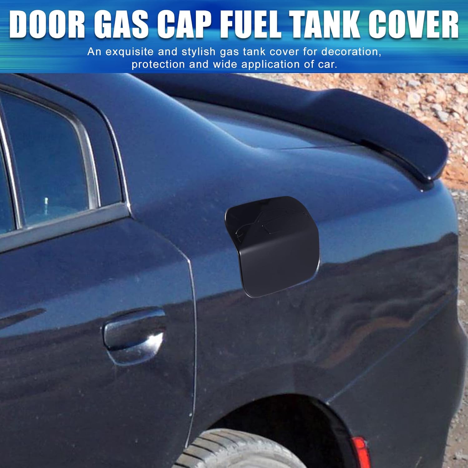 X AUTOHAUX Black Fuel Tank Cover Door Gas Filler Cap Cover Replacement Accessories for Dodge Charger 2011-2021