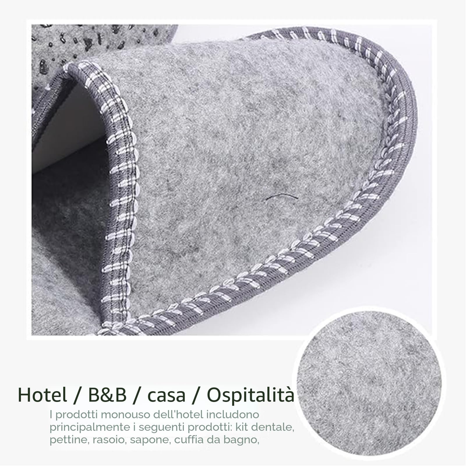 Pantofole per gli ospiti in feltro, set antiscivolo, pantofole antiscivolo con sacca di conservazione, pantofole per gli ospiti, taglia 36-45, ideali per famiglia, hotel, viaggi