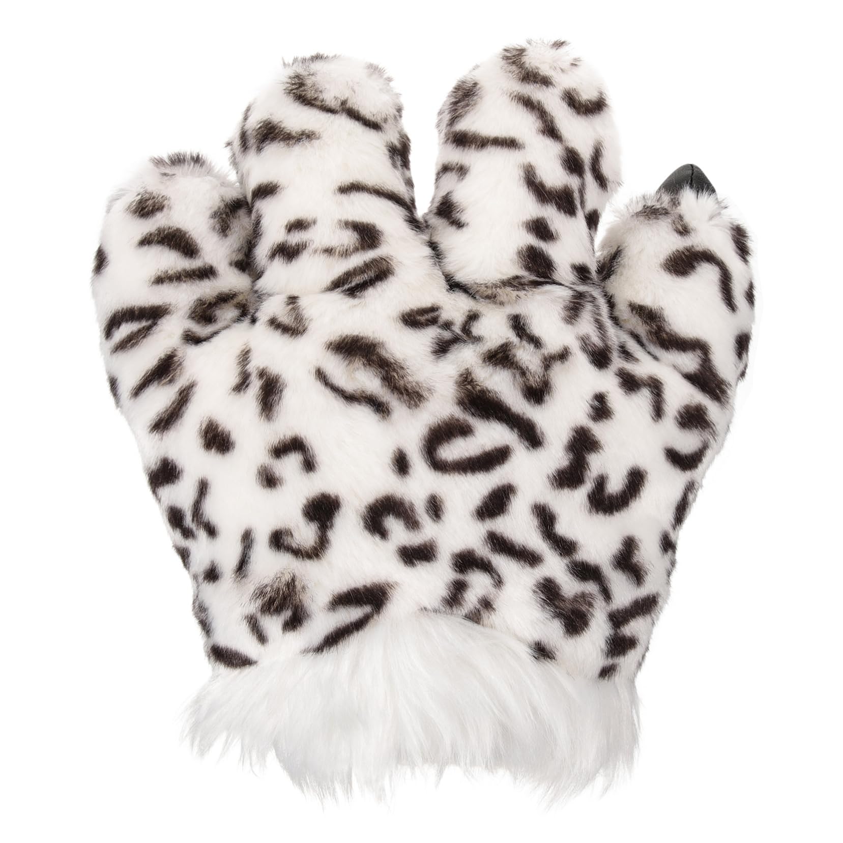 COLLBATH Cozy Plush Snow Leopard Paw Gloves for Cosplay Furry Halloween Costume Accessories