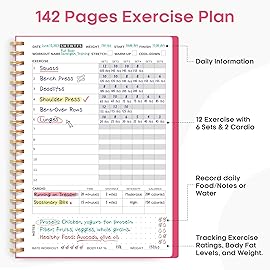 Fitness Workout Journal for Women & Men, A5(5.5 x 8.4) Workout Log Book Planner for Tracking, Progress, and Achieving Your Wellness Goals-Berry Pink
