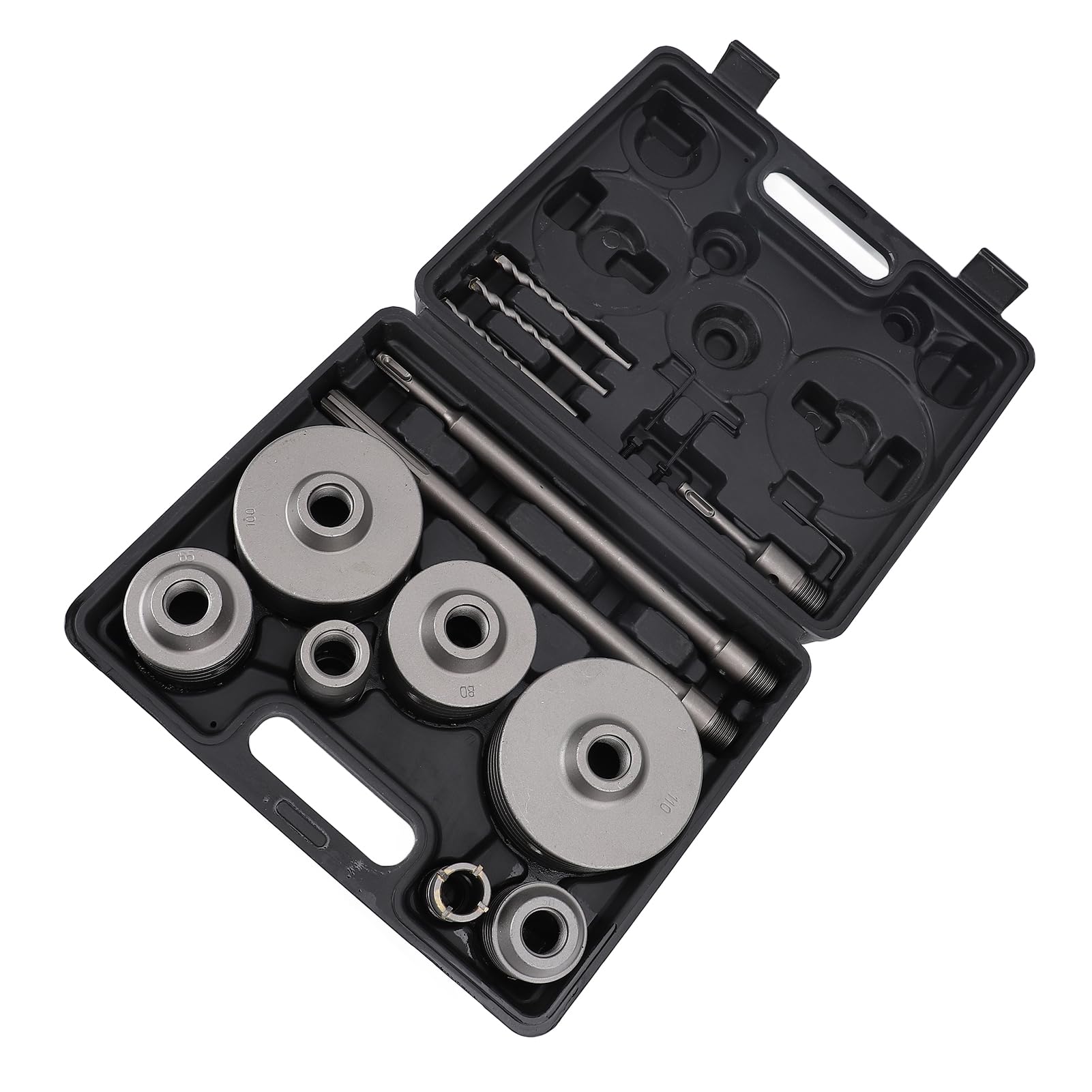 Aramox Zestaw Otwornic ze Stali Wolframowej YG8C Zestaw Otwornic do Betonu 7-częściowy Chwyt SDS Plus o średnicy 30 Mm do 110 Mm o Głębokości 50 Wiercenia w Cegłach Cementowych dla Murarzy