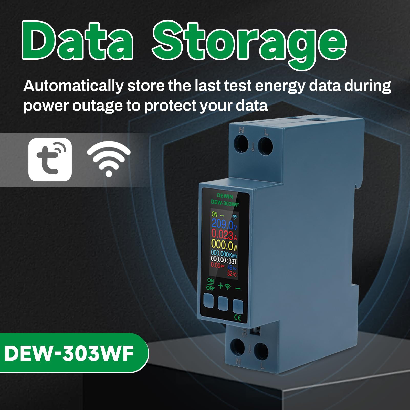 DEWIN Multifunkcyjny miernik napięcia AC i prądu AC85-290V/40A, z wyłączeniem przegrzania i przeciążenia (8 w 1 wifi)