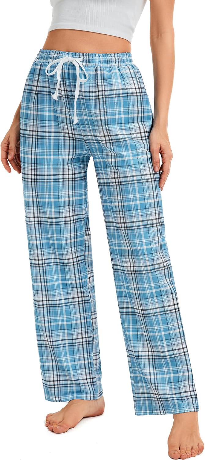 Womens Pajama Pants Plaid Sleep Lounge Pj Bottoms With Pockets - Image 5