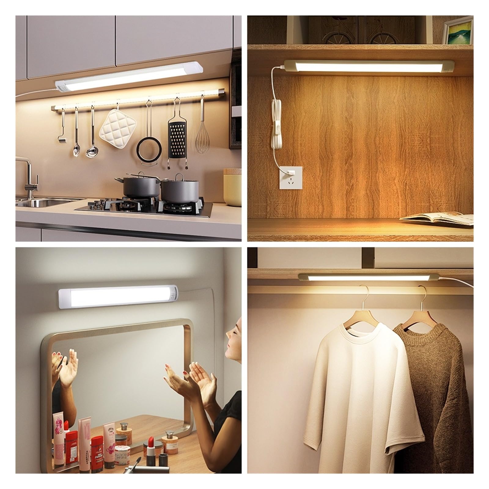 IluminacióN Para Muebles Luces LED For Gabinete De 50 Cm Con Control Remoto, Brillo Ajustable, Tubo De Iluminación LED For Cocina, Luz Nocturna, Lámpara LED De Pared For Armario. FáCil De Instalar