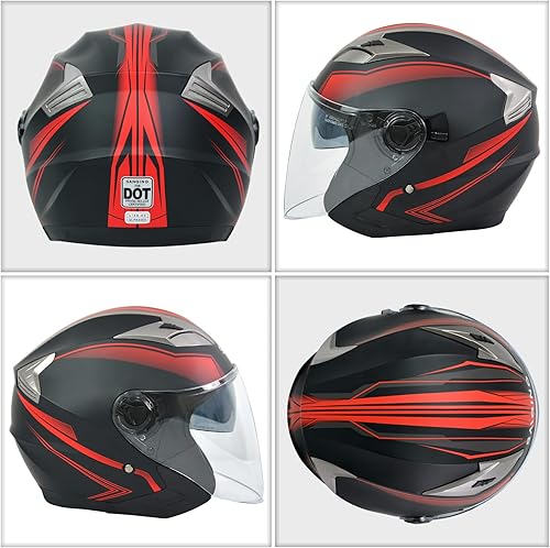 Miniatura 3 de Casco de motocicleta, casco de motocicleta para adultos, doble visera, cara abierta 34, protección solar, scooter, casco de motocicleta de calle y