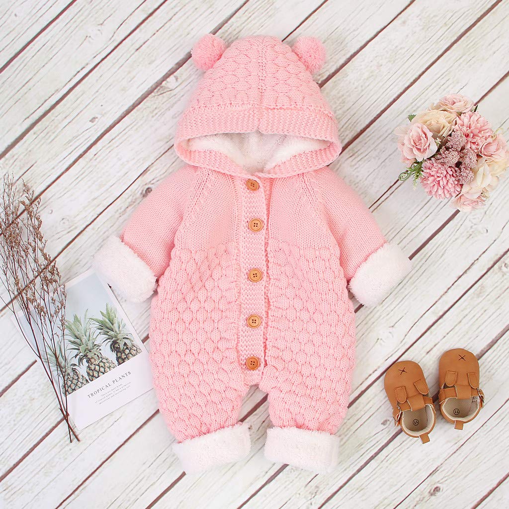 Generisch Newborn - Mono de punto para bebé con capucha, para invierno, de terciopelo