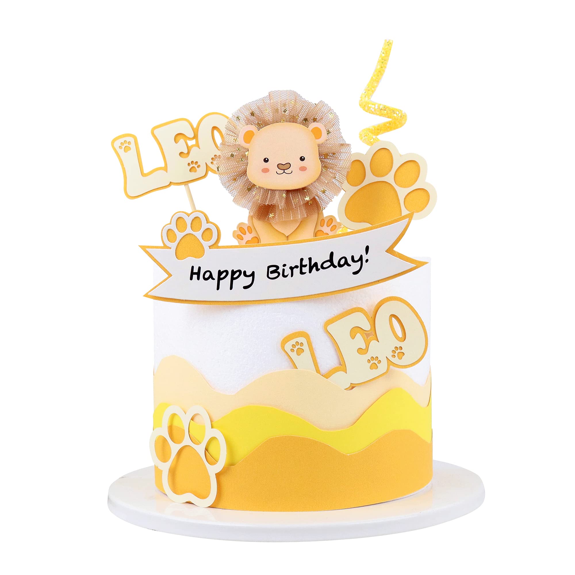 Blumomon 8Pcs Lion Happy Birthday Cake Toppers Kit Forest Animal Lion Cupcake Picks Jungle Safari Cake Decorations for Lion Theme Baby Shower Kids Boys Girls Birthday Party Supplies