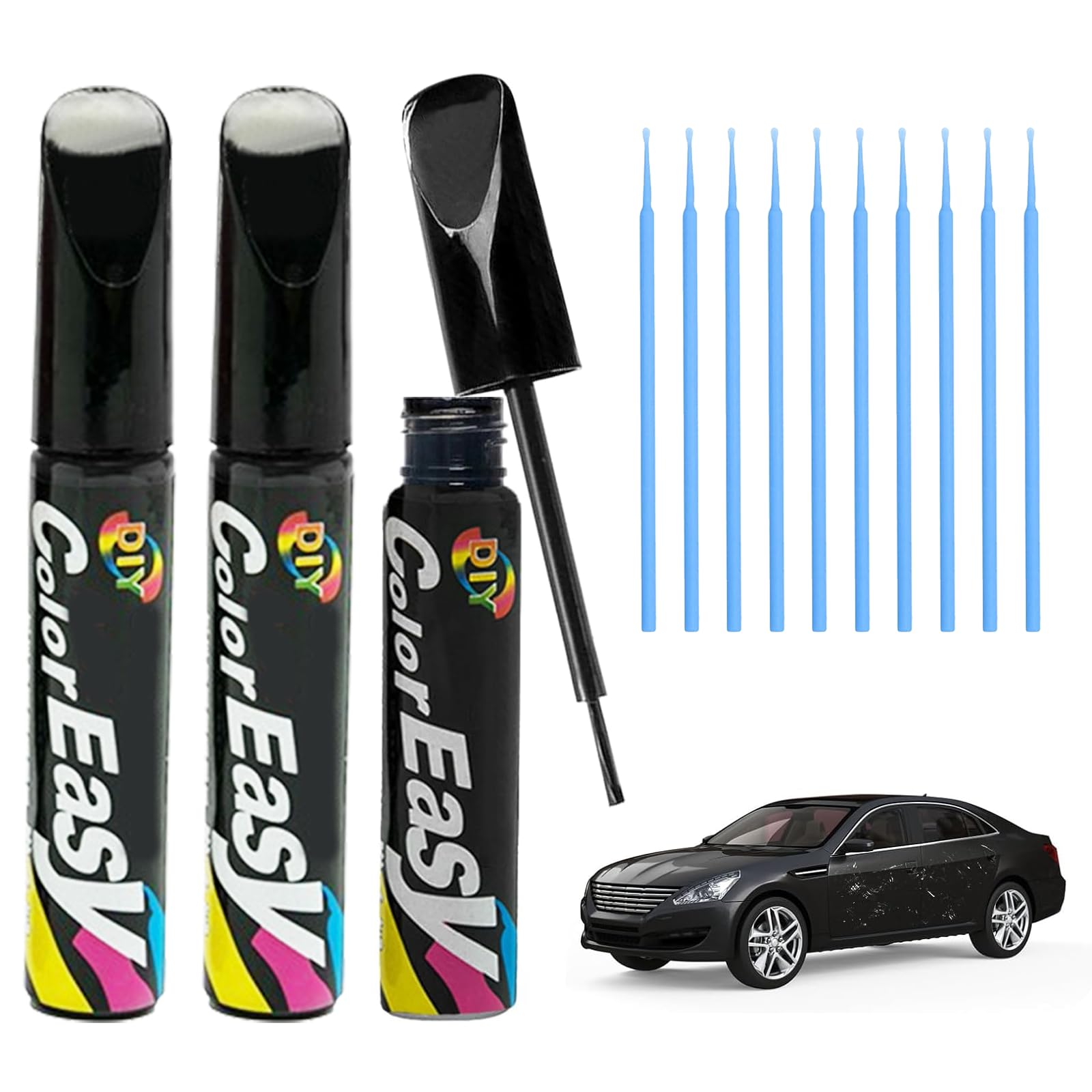 Asheyya Black 3Pcs Car Touch Up Paint Pen, Professional Car Scratch Repair Pen