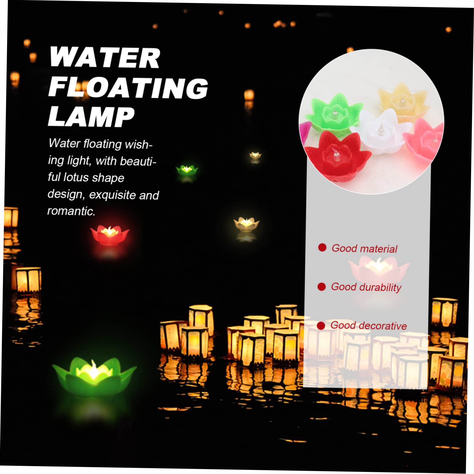 IMIKEYA 12pcs Lotus River Night Flower Light Creative Date Water Floating Lamp Water Light Light Romantic Led Lotus Light