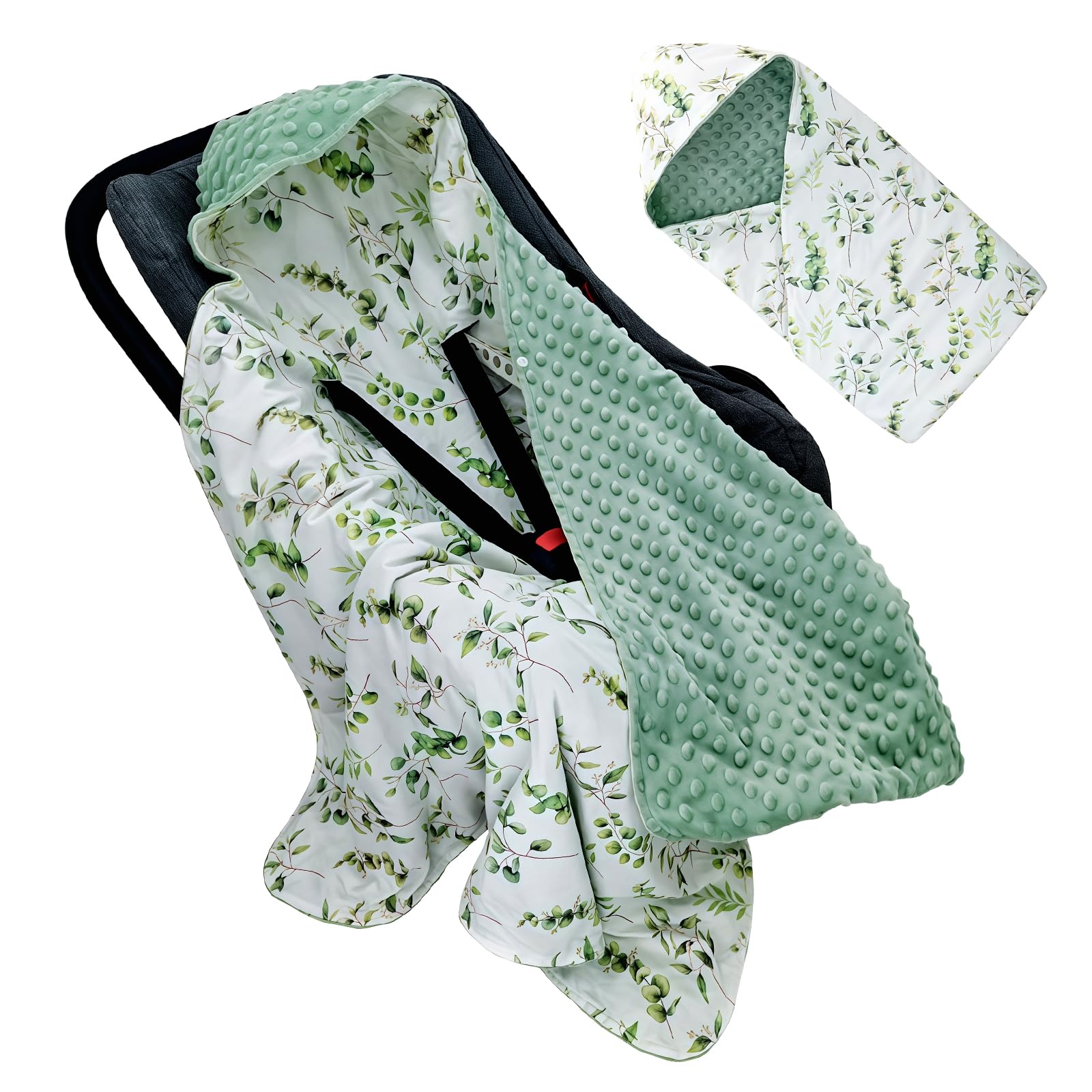 Couverture réversible pour bébé, en coton, universelle, double face, pour nacelle, poussette, siège auto, vert, 90 x 90 cm